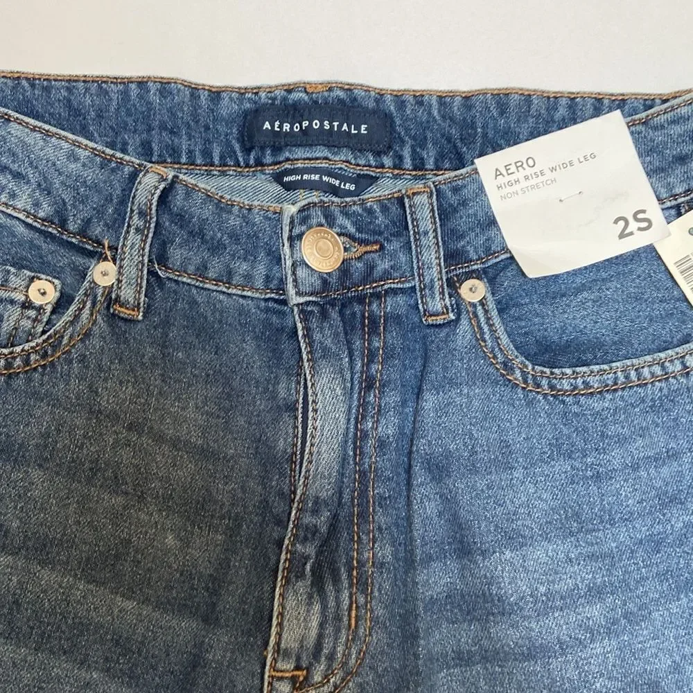 Aeropostale High Rise Wide Leg Non Stretch Jeans